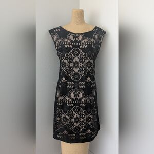 Max Studio Elegant Black and Cream Mini Dress